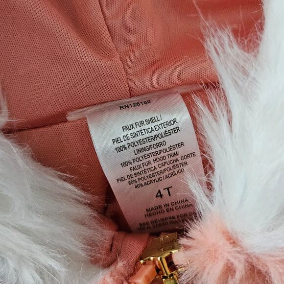Little Lass Furry Peach and Gold Sequin Vest sz 4T - Picture 2 of 4